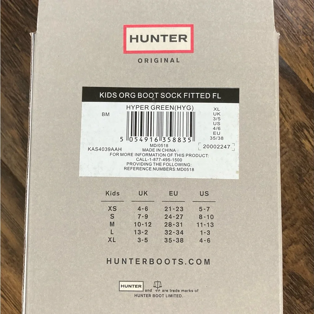 Hunter kids fitted socks XL size 4-6